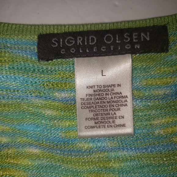 Sigrid Olsen Green Blue Knit Tank Top Size Large - Picture 5 of 8